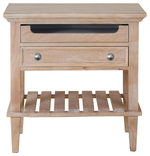 Stonington Bay Cottage Natural Wood Open Nightstand Beach Style