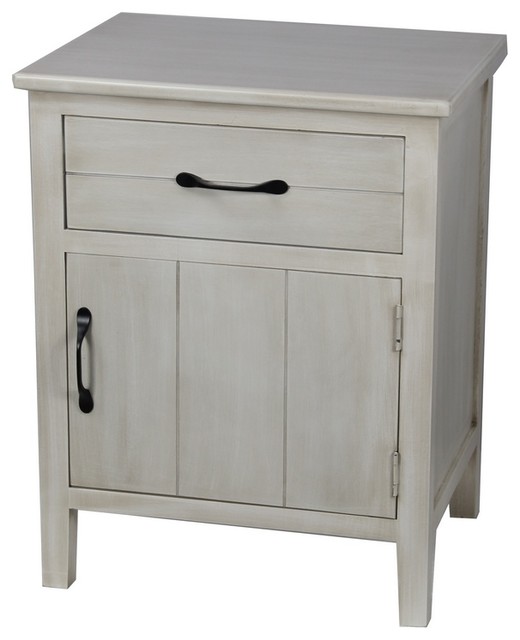 Single Door Nightstand, Antique White Beach Style Nightstands And