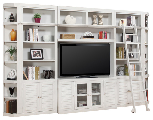 Boca 6Piece Space Saver Entertainment Center, Cottage White Finish Contemporary
