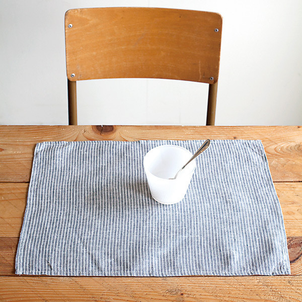 Placemat, Gray Thin White Stripe Traditional Placemats by Shop