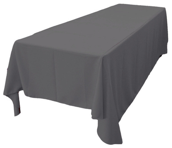 Rectangular Polyester Poplin Tablecloth, Dark Gray, 90"x132