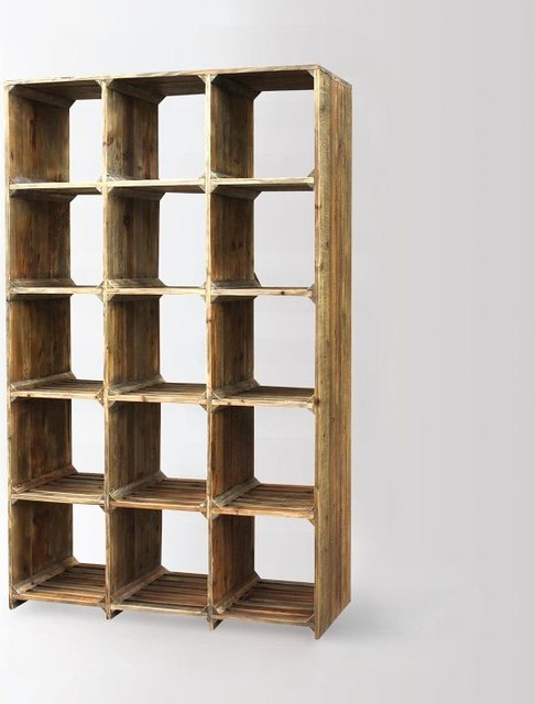 Reclaimed Pine Bookcase contemporain-bibliotheque