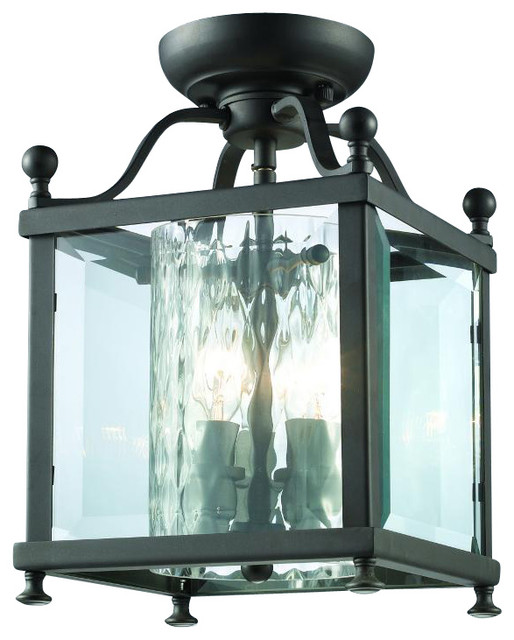 Three Light Bronze Foyer Hall SemiFlush Mount Traditional Flush