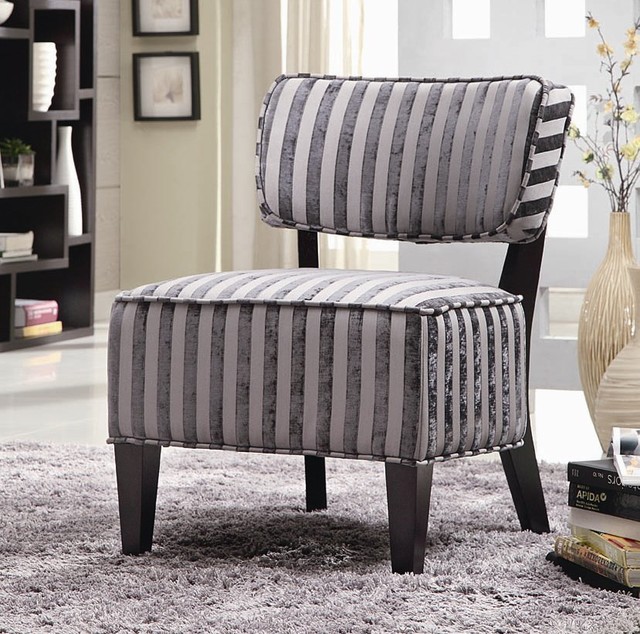 Transitional Grey Stripes Accent Chair - Modern ...