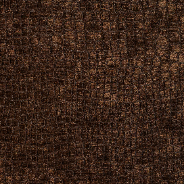 Brown Alligator Print Shiny Woven Velvet Upholstery Fabric By The Yard