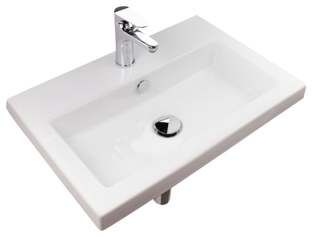 white porcelain self rimming bathroom sink