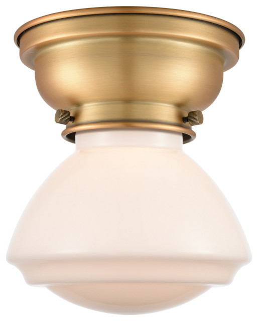 Aditi Olean Light Flush Mount Brushed Brass Matte White Glass