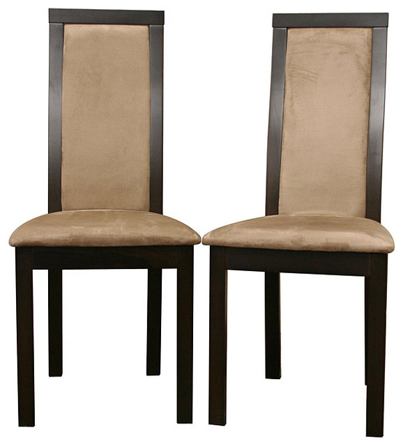 AINPECCA 2X Dining Chairs Set Faux Suede Leather/Velvet Padded Metal Legs Armchair Home,BROWN