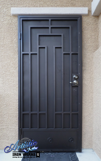 Wrought Iron Security Door - Contemporary - Front Doors - las vegas