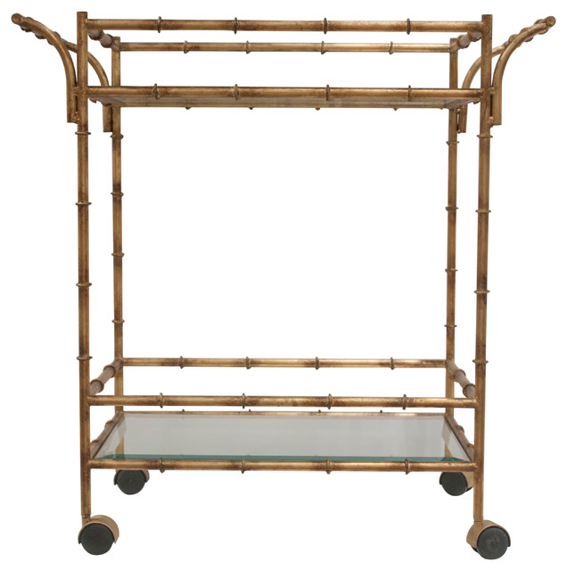 AntiqueStyle Gold Bamboo Bar Cart Bar Carts by LivLuxe Designs