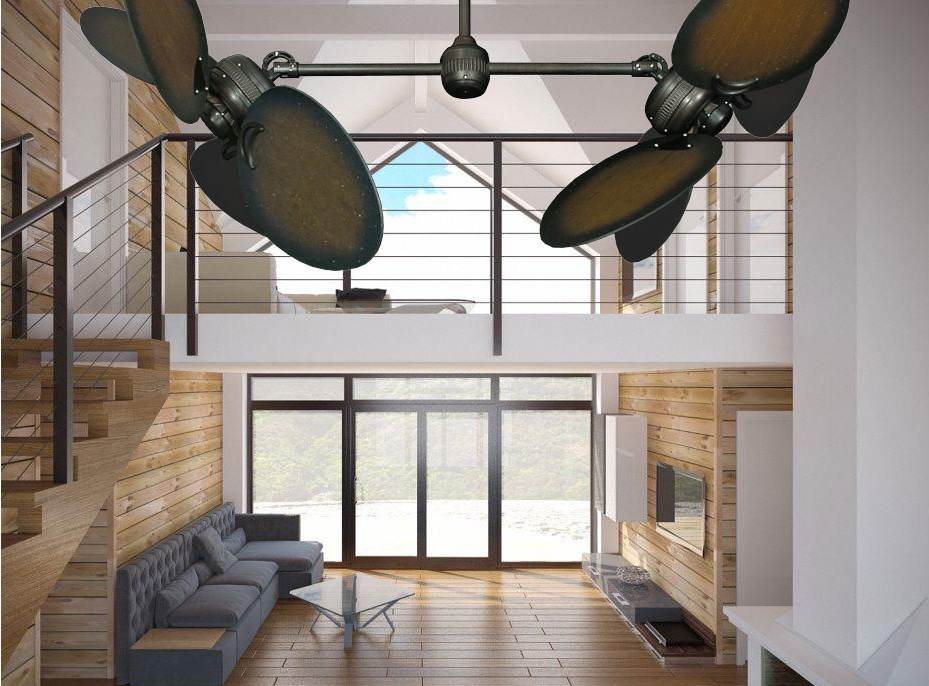 Double Ceiling Fans Industrial Living Room Miami By Dan S Fan