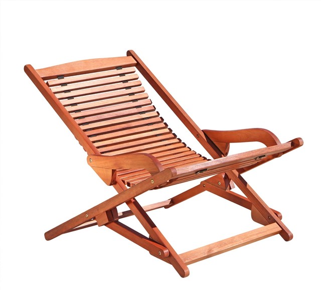 Outdoor Wood Reclining Folding Lounge - Outdoor Folding Chairs - by Vifah