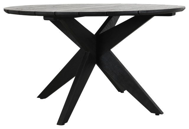 Alameda Outdoor Round Dining Table Black Transitional Outdoor