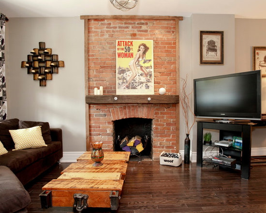 Living Rooms With Brick Fireplaces