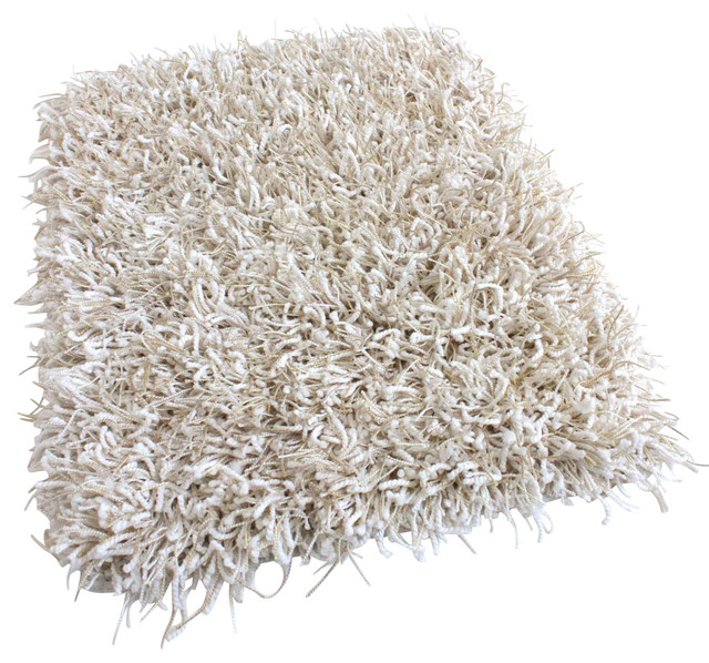 Round 4' Fluffy White Shaggy Area Rug Carpet With Polyester Edges