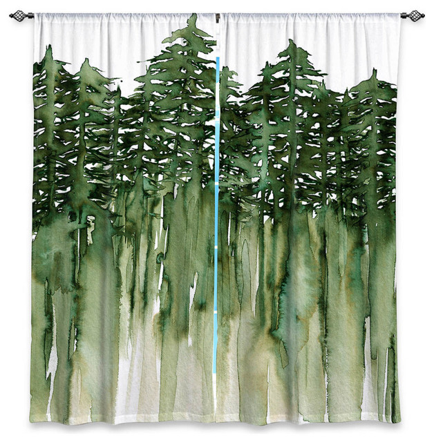Forest Trees Green Window Curtains