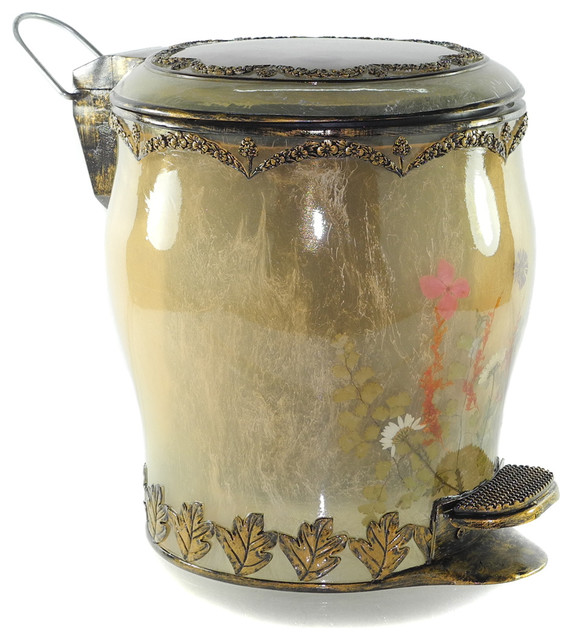 Dream Bath Blooming Flowers Step Trash Can With Lid, 5 Liters/1.3