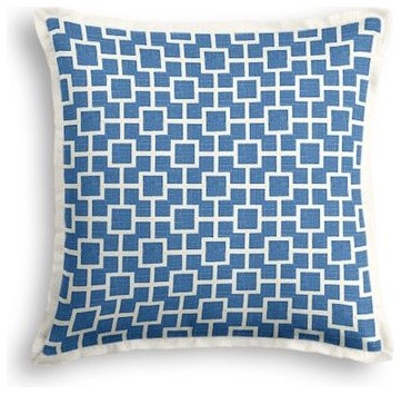 Bright Blue Square Trellis Custom Throw Pillow - Modern - Decorative Pillows - by Loom Decor