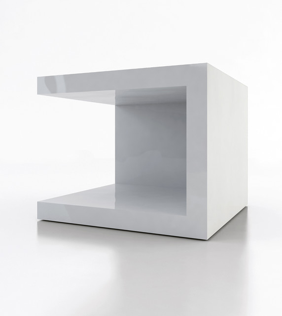 Ludlow White Lacquer Cube Nightstand (Set of 2) Contemporary Nightstands And Bedside Tables