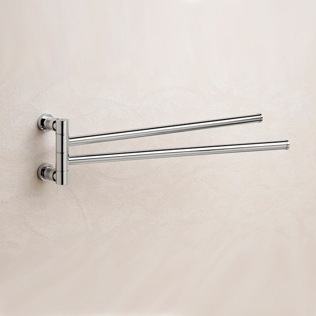 18 Inch Double Swivel Towel Holder in Gold Contemporary Towel Bars