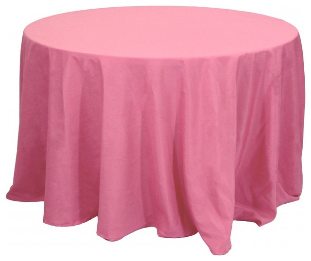 Round Polyester Tablecloth, 90", Pink Contemporary Tablecloths by