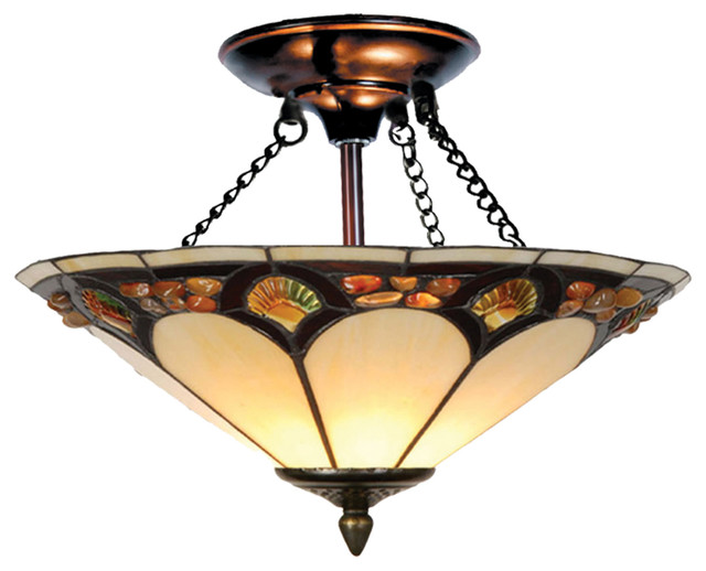 Dale Tiffany TH10493 Crystal Pebble Stone Flush Mount Craftsman