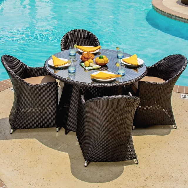 Modern Outdoor Providence Providence 4-Person Resin Wicker Patio Dining Set modern-outdoor-dining-sets