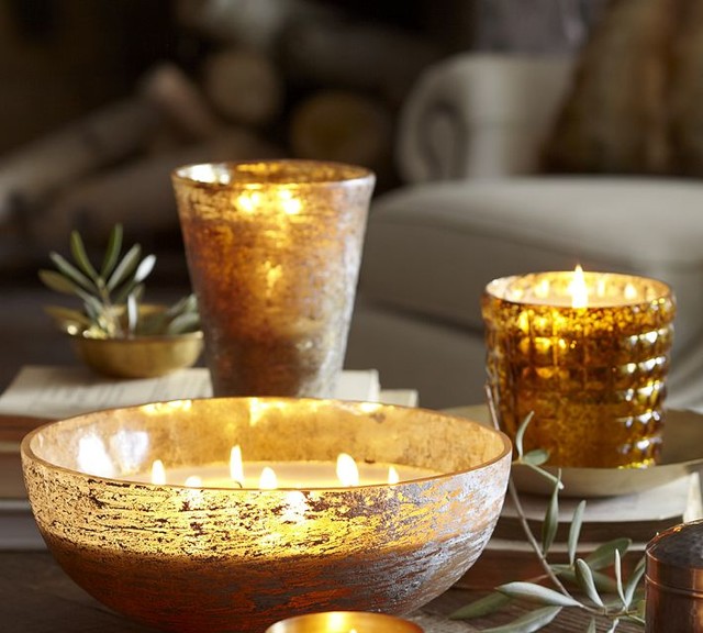 Boutique Rough Mercury Glass Scented Candle Pots Traditional