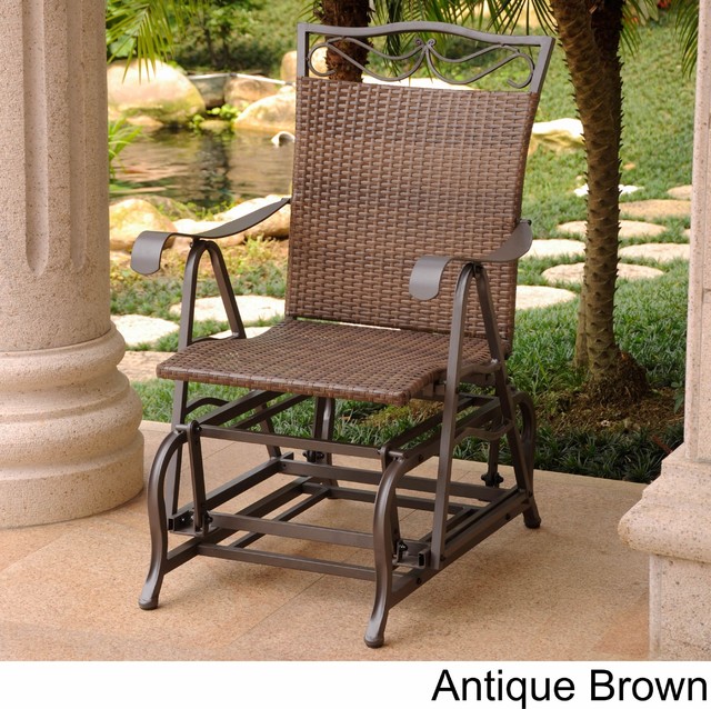 International Caravan Valencia Resin Wicker/ Steel Frame Single Glider Chair Contemporary