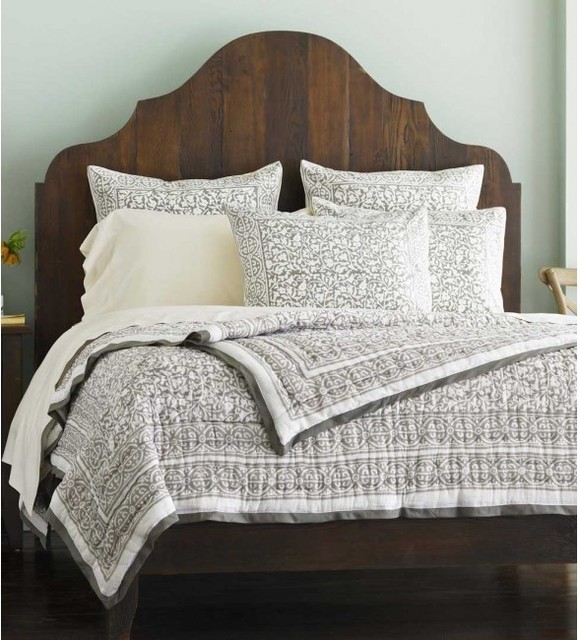 Taupe Block Print Bedding Traditional Bedding by VivaTerra