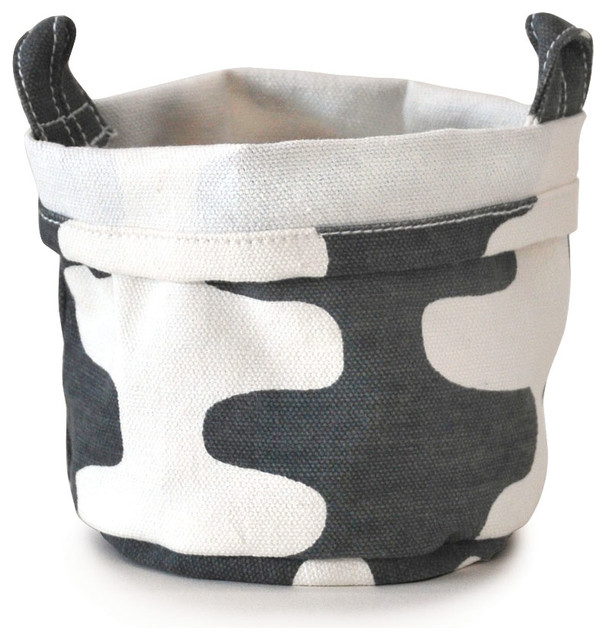 Recycled Canvas Bucket, Charcoal, Large Contemporary Baskets by MAIKA