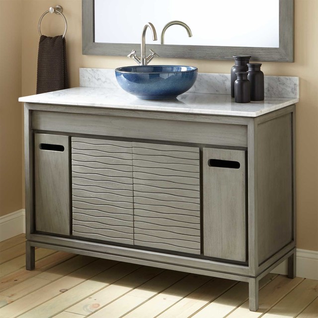 48" Becker Teak Vessel Sink Vanity Gray modernbathroomvanitiesandsinkconsoles