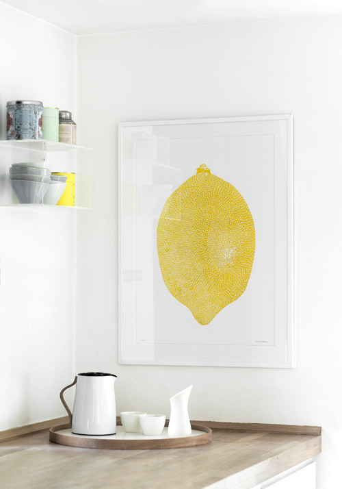 Yellow Lemon Lino Print 50x70cm