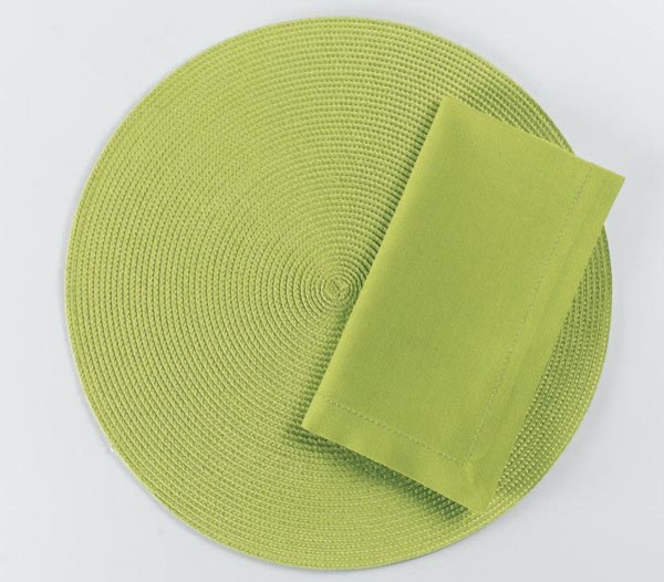 Green round woven placemats set of 4 Contemporary Home Decor by