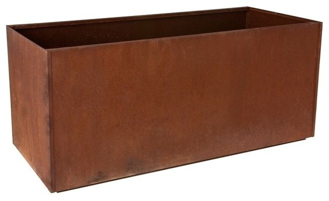 Nice Corten Steel Trough, Corten, 16x46 - Modern - Outdoor Pots And 
