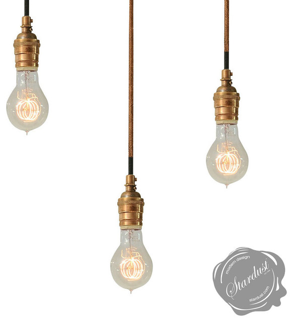 Classic Edison Style Pendant Light Fixture with Copper Braided