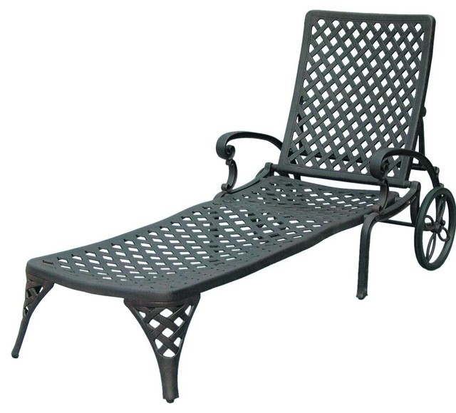 Darlee Nassau Cast Aluminum Patio Chaise Lounge - Antique Bronze modern