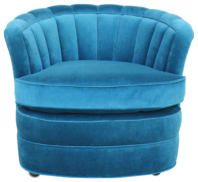 Teal Velvet Barrel Chair - Contemporary - Armchairs And Accent Chairs