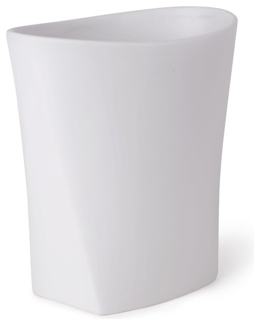 Umbra Ava White Ceramic Waste Can, 9.25x10x6" Contemporary