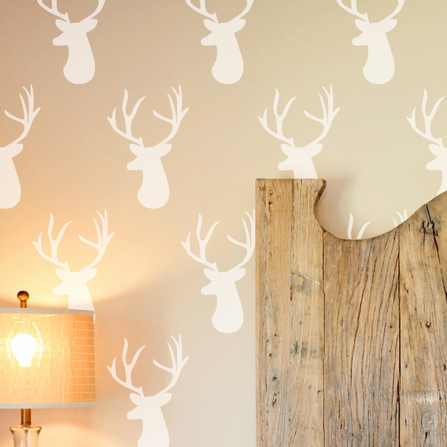 Deer head wall stencil contemporaneo stencil per pareti di ...