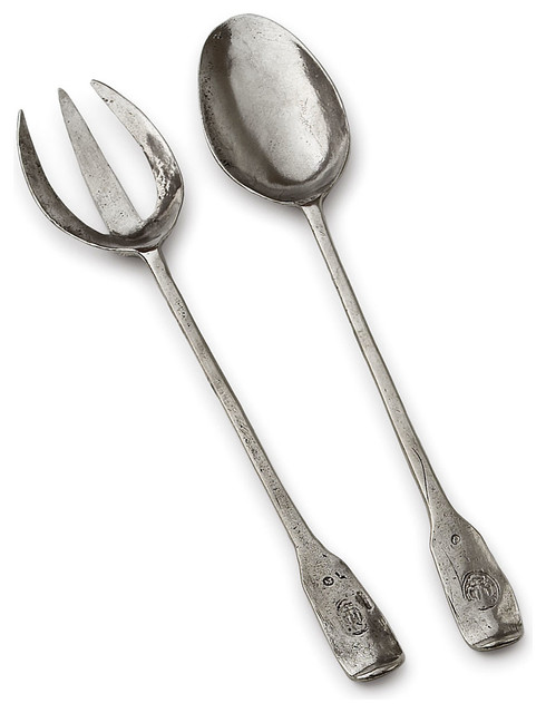 Vintage Pewter Fork and Spoon Set - Transitional - Serving Utensils - by Bliss Home and Design