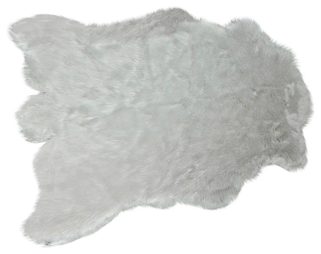 Warm White Faux Fur Animal Pelt Toss Rug, Deer Skin Accent Throw, 2x4