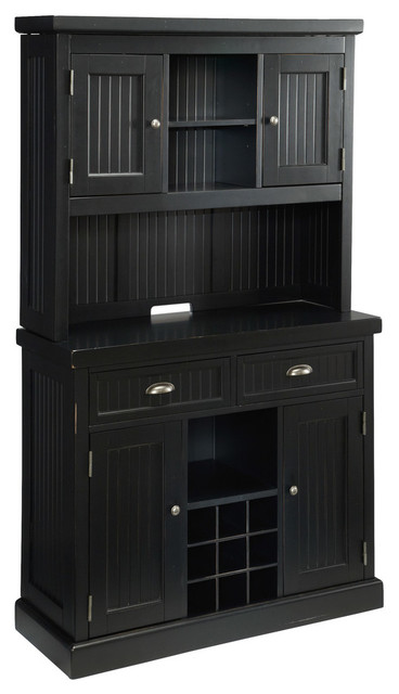 Nantucket Distressed Black Buffet and Hutch - Transitional - China ...