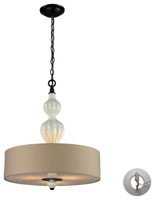 Lilliana 3-Light Pendant, Aged Bronze, Cream, An Adapter Kit - Contemporary - Outdoor Wall ...