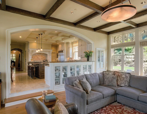 A traditional style open floor plan in a Kirkland home design.