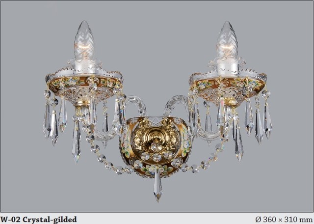 Bohemian Czech Crystal Wall sconce with applied Enamel floral decoration - Modern - Chandeliers ...