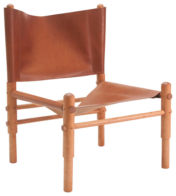 Leather Sling Chair Natural/Cherry Workstead Modern Dining
