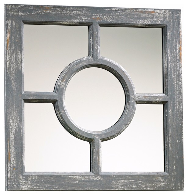 Ashford 16 3/4" Wide Distressed Gray Wood Wall Mirror Rustic