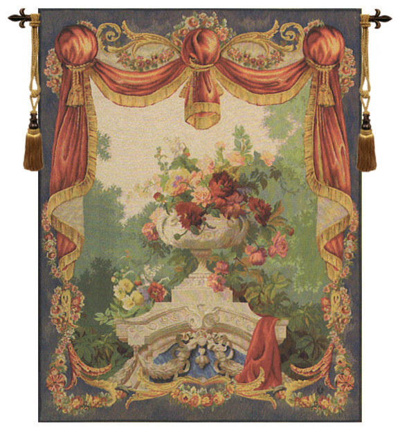 Drape Fleuri, European Wall Tapestry, 78"x58" Victorian Tapestries by European Wall Art