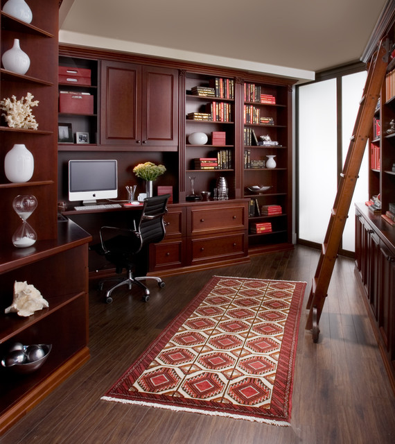 Home Office in Cherry Wood - Traditional - Home Office ...